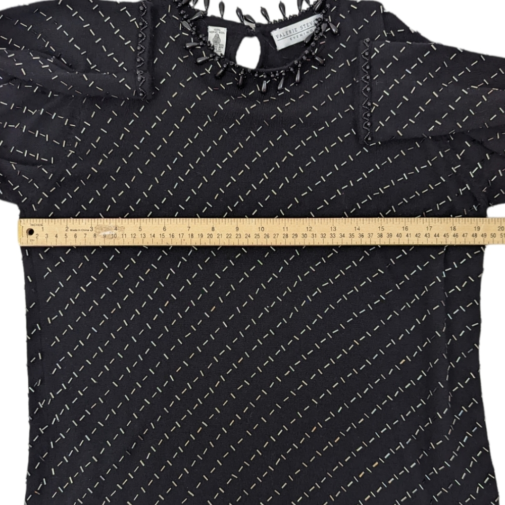 Vintage 90s Beaded Blouse Top Valerie Stevens Evening Black Women's Small - Picture 8 of 11